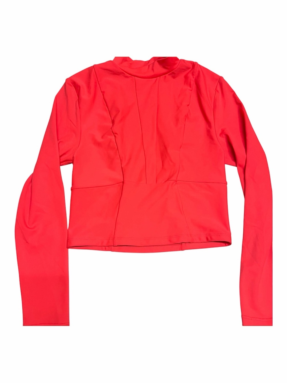NEW Mikoh Women’s “Lowers” Crop Long Sleeve Rash Guard Swim Shirt in Neon Orange